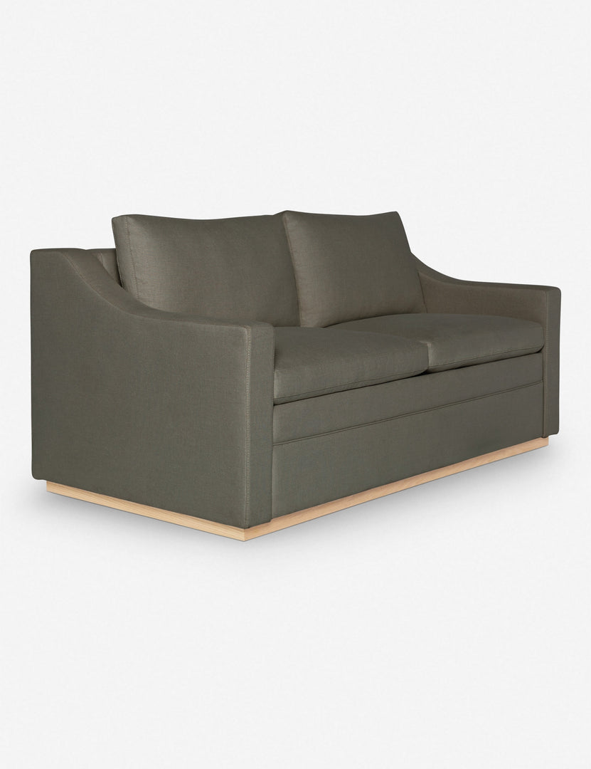 #size::king #color::loden #size::queen | Angled view of the Coniston Loden Gray Linen Sleeper Sofa