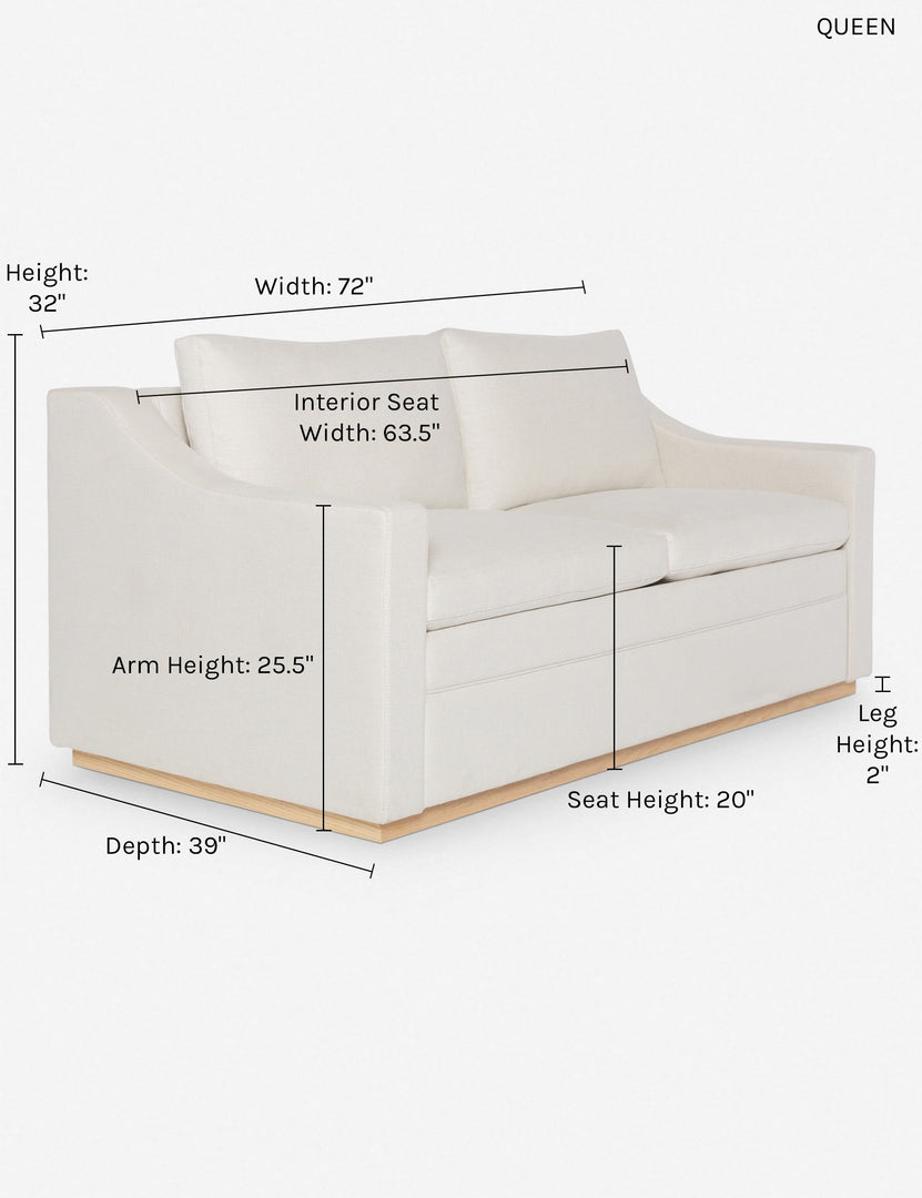 #size::king #color::natural #size::queen | Dimensions on the queen sized Coniston Natural Linen Sleeper Sofa