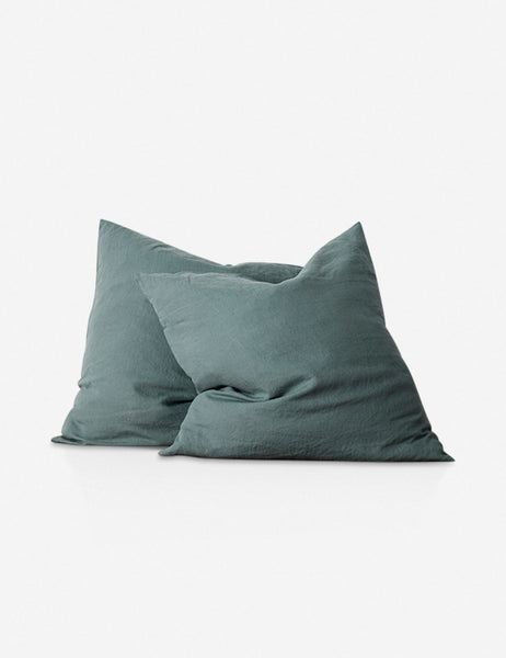 #color::bluestone #size::euro-sham | Set of two european flax linen bluestone pillowcases by cultiver