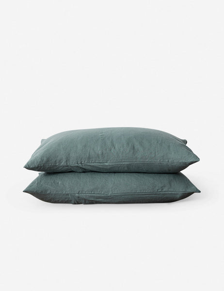 #color::bluestone #size::king #size::standard | Set of two european flax linen bluestone pillowcases by cultiver