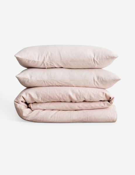 #color::blush #size::queen #size::king #size::twin #size::cal-king | European Flax Linen blush pink Duvet Set by Cultiver