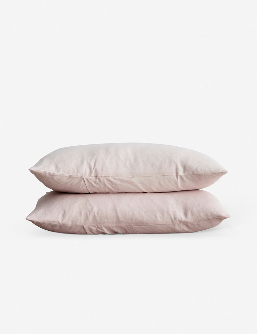 #color::blush #size::euro-sham #size::standard #size::king | Set of two european flax linen blush pink pillowcases by cultiver