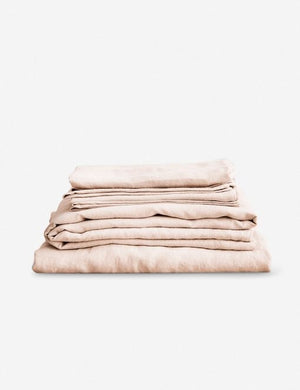 European Flax Linen blush pink Sheet Set by Cultiver