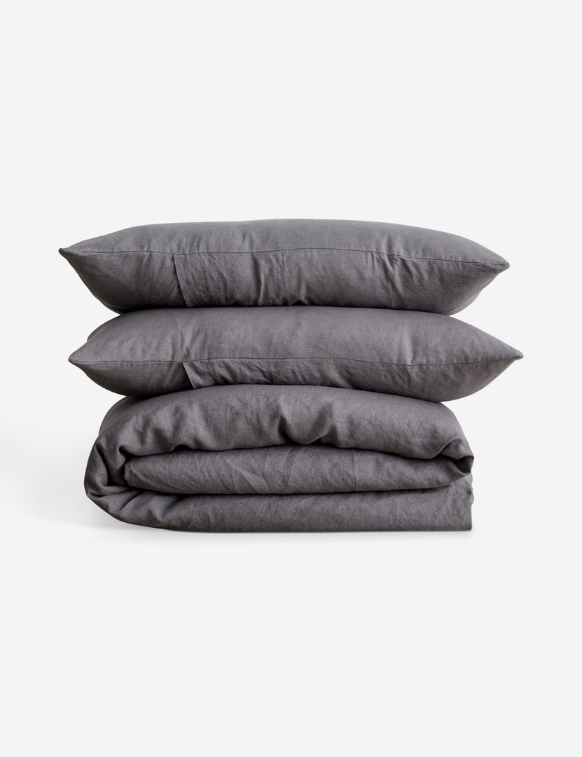 #color::charcoal-gray #size::queen #size::king #size::twin #size::cal-king | European Flax Linen charcoal gray Duvet Set by Cultiver