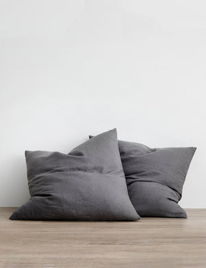 Set of two european flax linen charcoal gray pillowcases by cultiver
