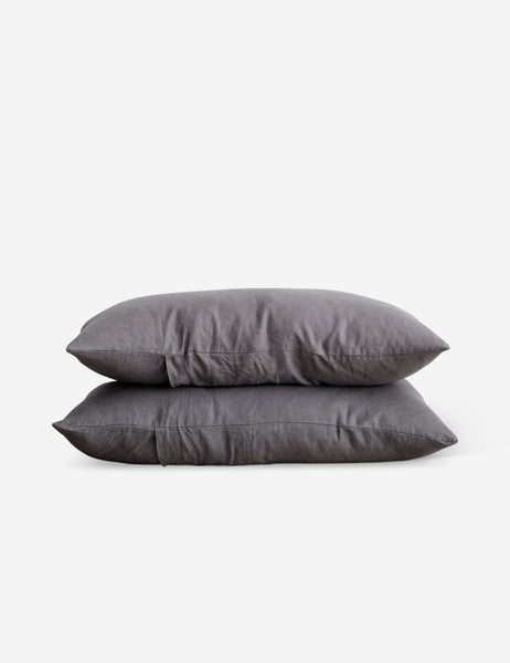 #color::charcoal-gray #size::standard #size::king | Set of two european flax linen charcoal gray pillowcases by cultiver