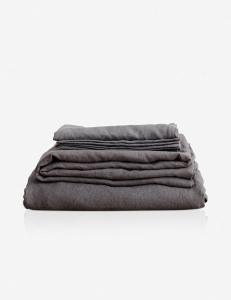 #color::charcoal-gray #size::twin #size::full #size::queen #size::king #size::cal-king | European Flax Linen charcoal gray Sheet Set by Cultiver