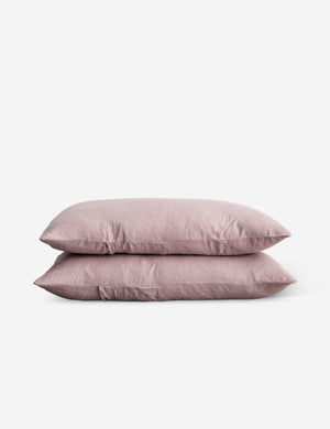 Set of two european flax linen dusk pink pillowcases by cultiver