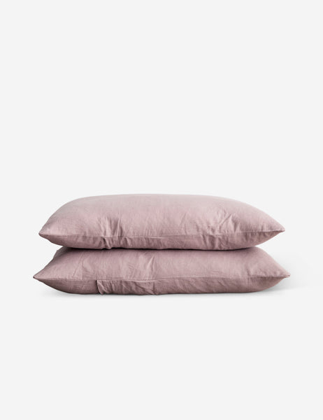 #color::dusk #size::king #size::standard | Set of two european flax linen dusk pink pillowcases by cultiver