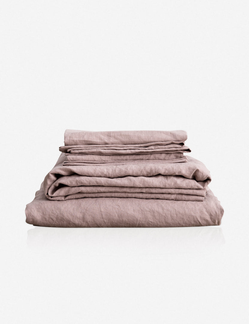 #color::dusk #size::twin #size::full #size::queen #size::king #size::cal-king | European Flax Linen dusk pink Sheet Set by Cultiver