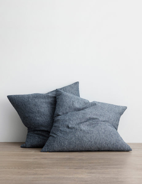 #color::indigo #size::euro-sham | Set of two european flax linen indigo blue pillowcases by cultiver