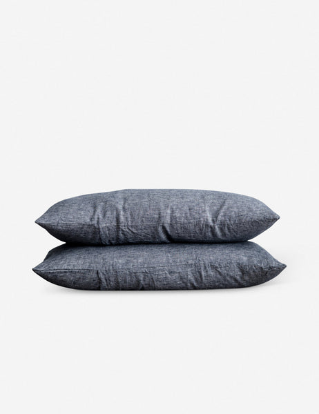 #color::indigo #size::king #size::standard | Set of two european flax linen indigo blue pillowcases by cultiver