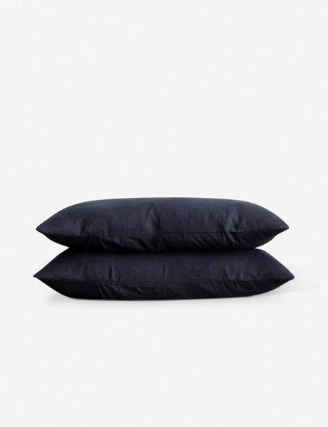 #color::navy #size::king #size::standard | Set of two european flax linen navy blue pillowcases by cultiver