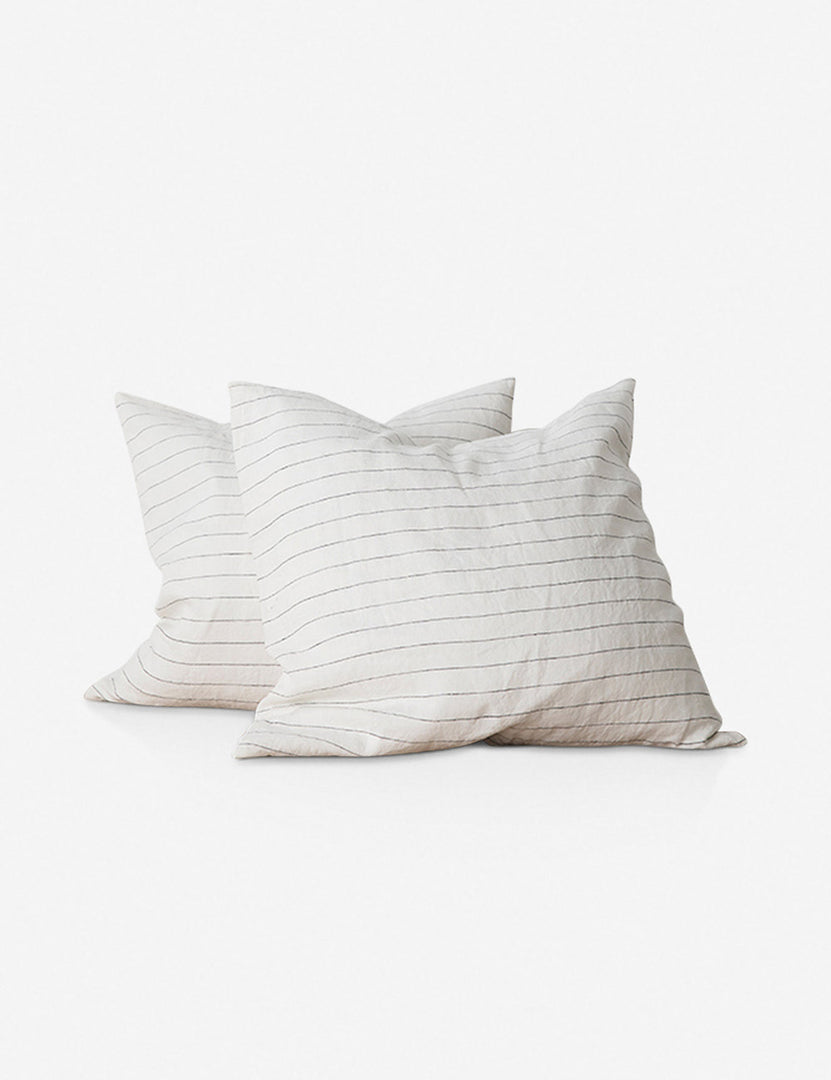 #color::pencil-stripe #size::euro-sham | Set of two european flax linen pencil stripe pillowcases by cultiver