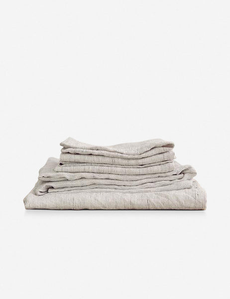 #color::pinstripe #size::twin #size::full #size::queen #size::king #size::cal-king | European Flax Linen pinstripe Sheet Set by Cultiver