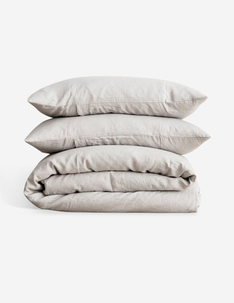 #color::smoke-gray #size::queen #size::king #size::twin #size::cal-king | European Flax Linen smoke gray Duvet Set by Cultiver