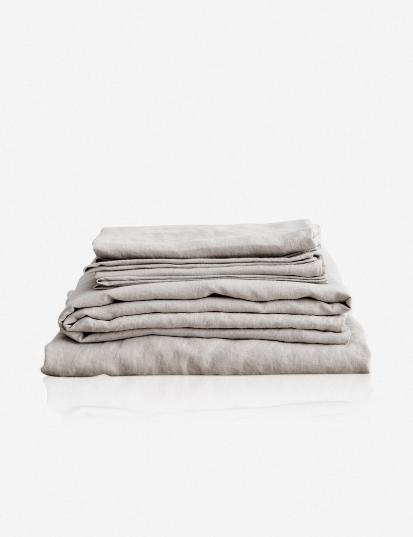 #color::smoke-gray #size::twin #size::full #size::queen #size::king #size::cal-king | European Flax Linen smoke gray Sheet Set by Cultiver
