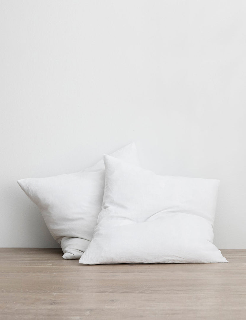 #color::white #size::euro-sham | Set of two european flax linen white pillowcases by cultiver