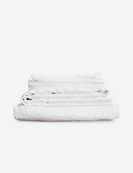 #color::white #size::twin #size::full #size::queen #size::king #size::cal-king | European Flax Linen white Sheet Set by Cultiver
