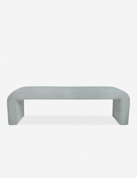 #color::dove | Tate light blue-gray velvet upholstered bench.