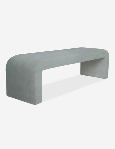 #color::dove | Tate light blue-gray velvet upholstered bench.