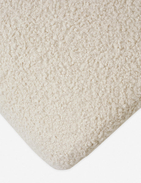 #color::cream | Close-up of the cream boucle plush texture on the Tate upholstered bench.