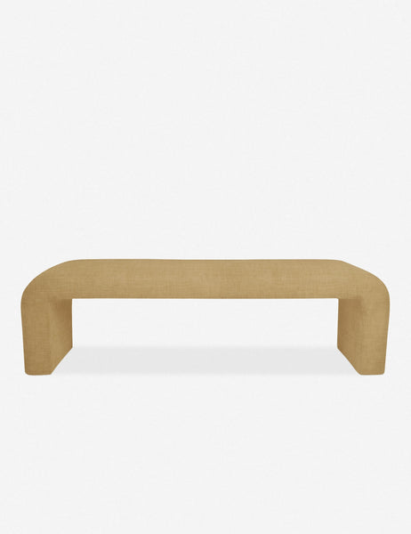 #color::wheat | Tate mustard velvet upholstered bench.