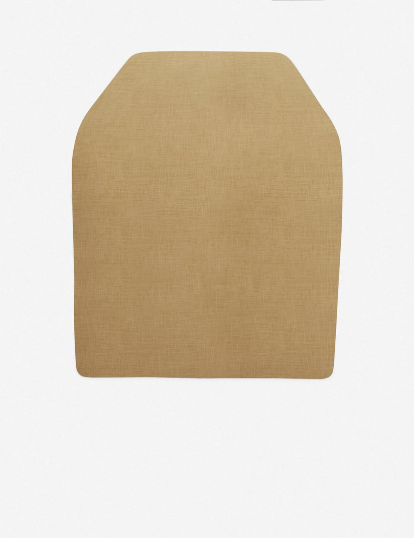 #color::wheat | Side view of Tate mustard velvet upholstered bench.