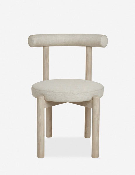 #color::whitewash | Dame minimalist rounded open-back dining chair with ivory upholstered seat and ash wood frame