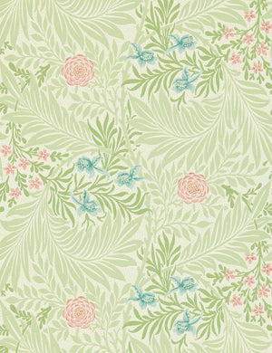 Morris & Co. Larkspur Wallpaper, Green/Coral Swatch