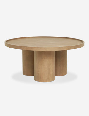 Delta ash wood round coffee table with three column legs