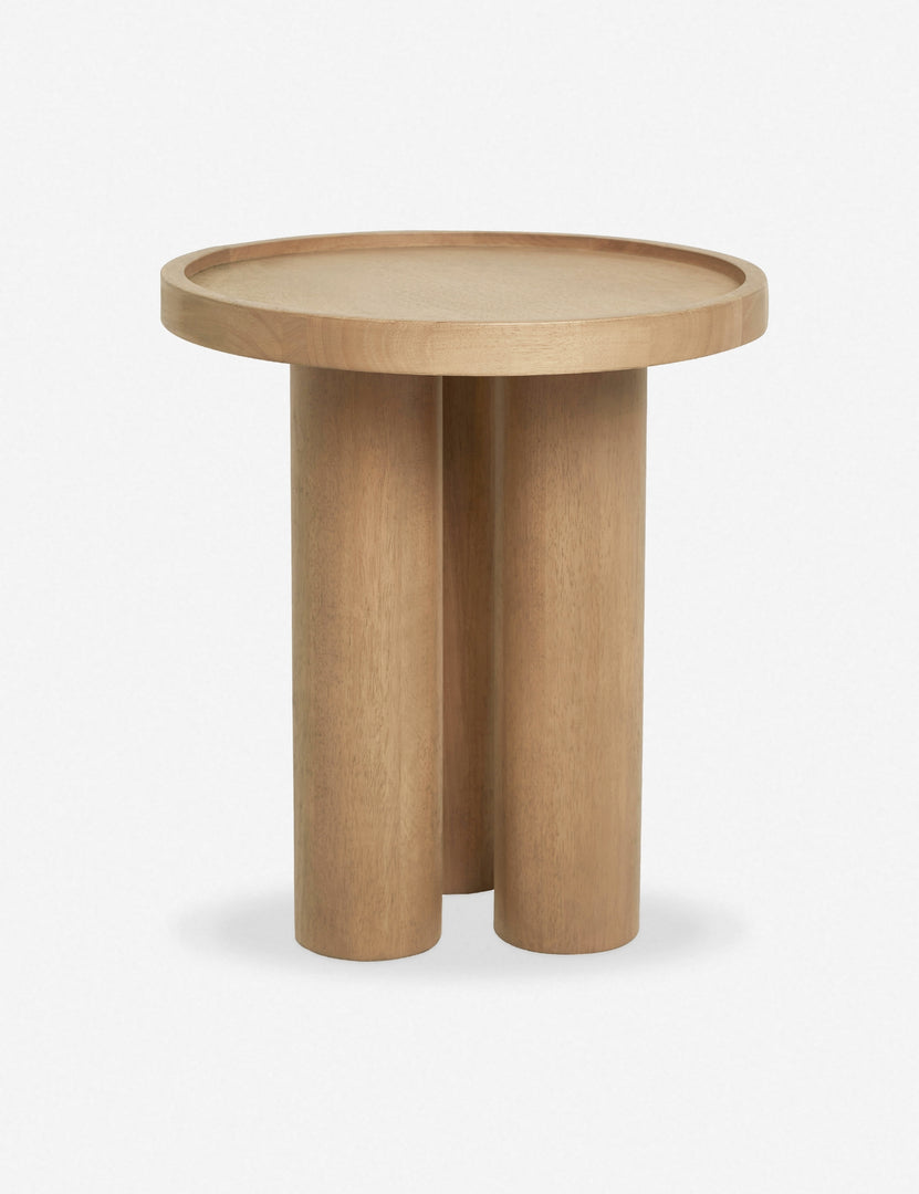 | Delta natural wooden side table with pedestal base