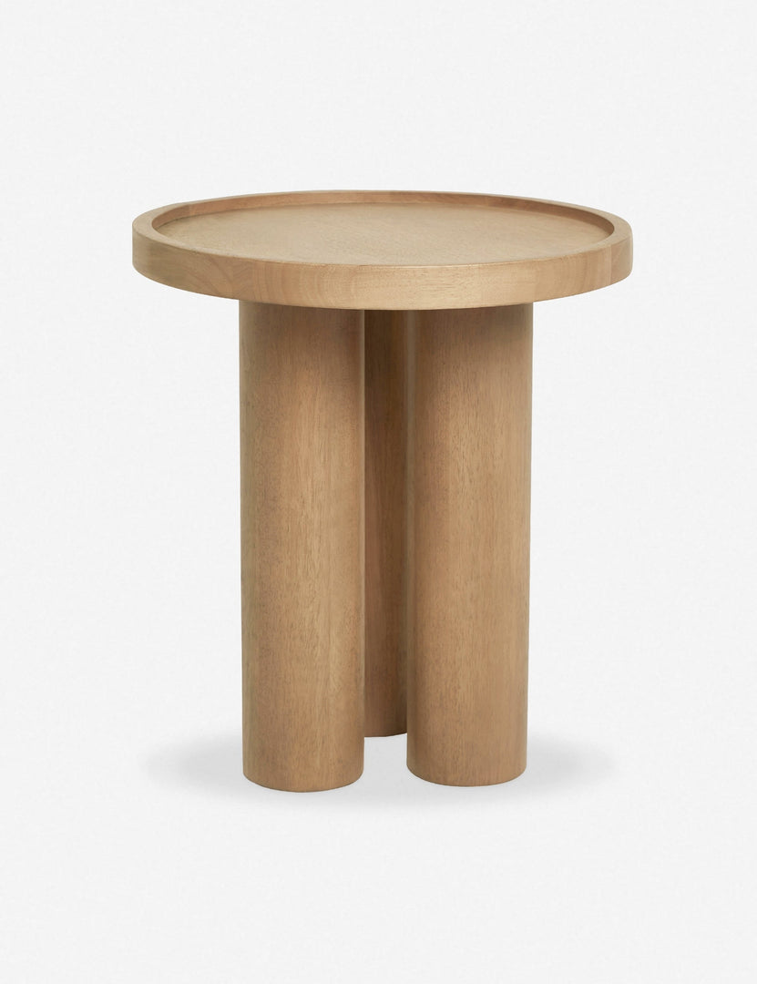 | Video of the Delta natural wooden side table with pedestal base