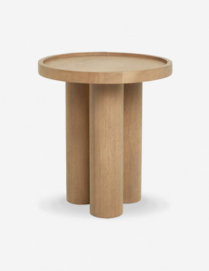 Delta natural wooden side table with pedestal base