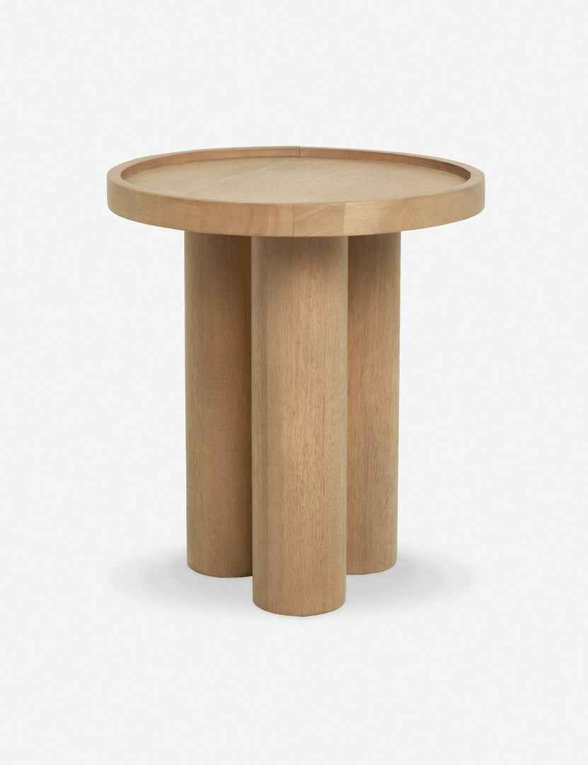 | Delta natural wooden side table with pedestal base