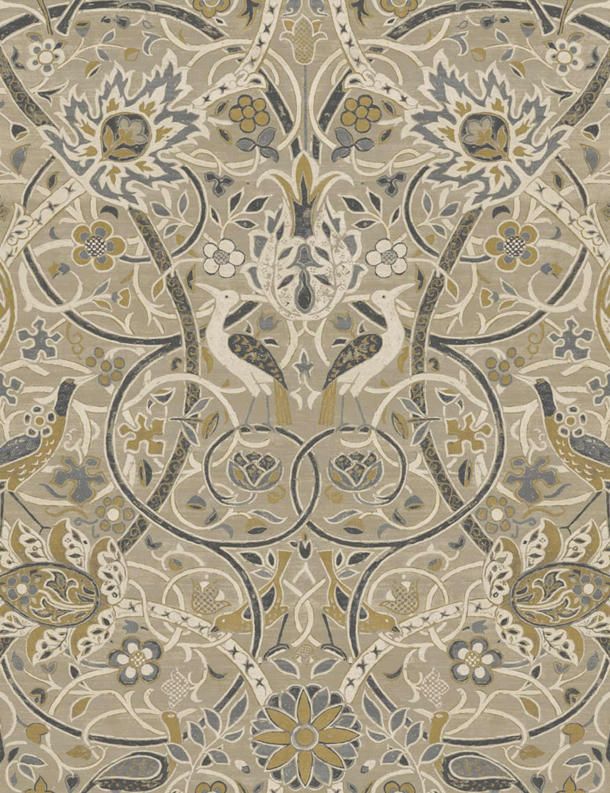 Morris & Co. Bullerswood Wallpaper, Stone/Mustard Swatch