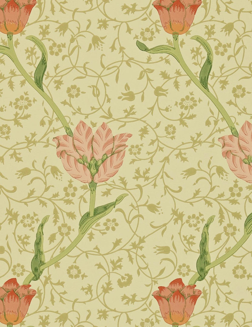 Morris & Co. Garden Tulip Wallpaper, Vanilla Russet Swatch