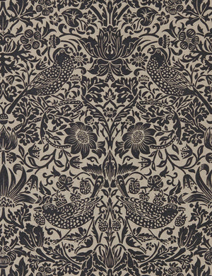 Pure Strawberry Thief Wallpaper Swatch, Charcoal