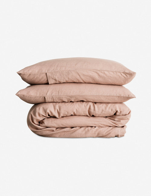 #color::fawn #size::queen #size::king | European Flax Linen fawn pink Duvet Set by Cultiver