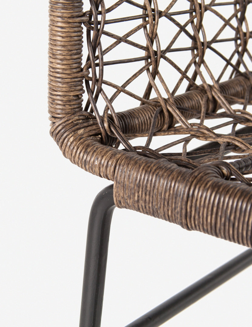 | The open-woven wicker construction on the Eliza Indoor / Outdoor Accent Chair