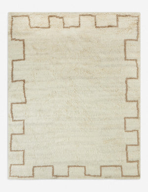 Eoin sustainable ivory moroccan rug with brown accents along the border