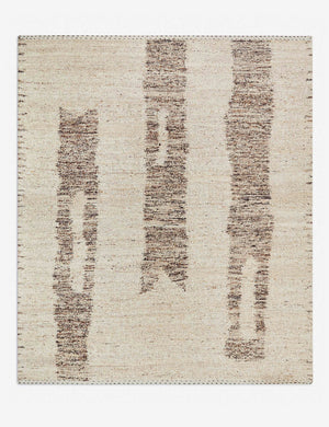 Esha hand-knotted ivory rug with a brown asymmetrical design