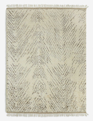Esme ivory wool hand-knotted plush moroccan style rug with a brown shaded pattern