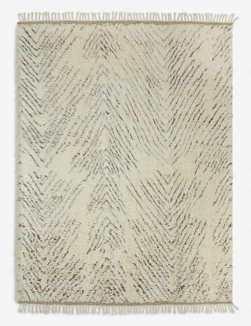 #size::3--x-5- #size::5--x-8- #size::8--x-10- #size::9--x-12- #size::10--x-14- #size::2-6--x-8- | Esme ivory wool hand-knotted plush moroccan style rug with a brown shaded pattern