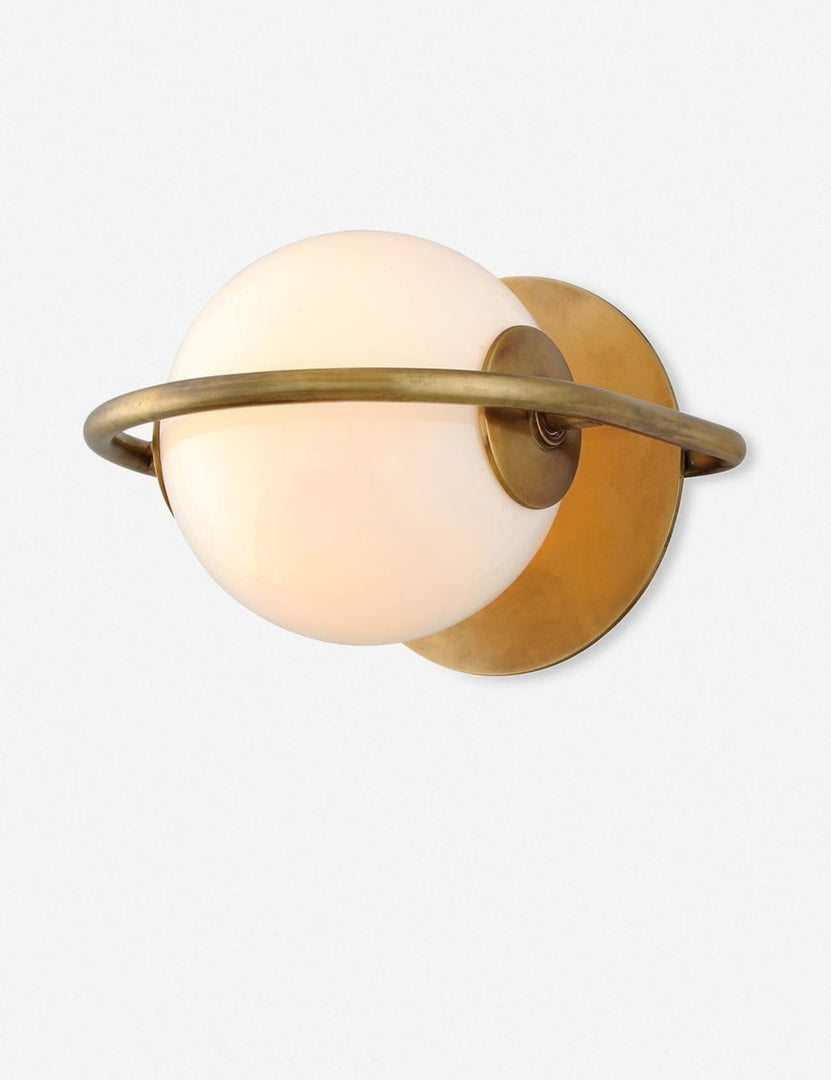 | Evangeline diffused white glass orb sconce with brass frame