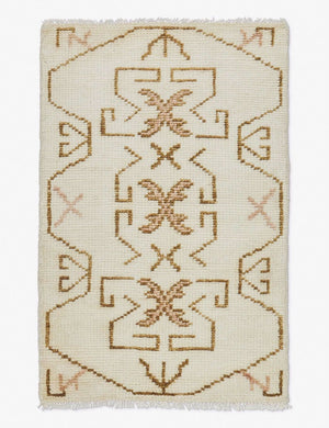Evet neutral geometric wool floor rug