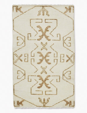 Evet neutral geometric wool floor runner rug
