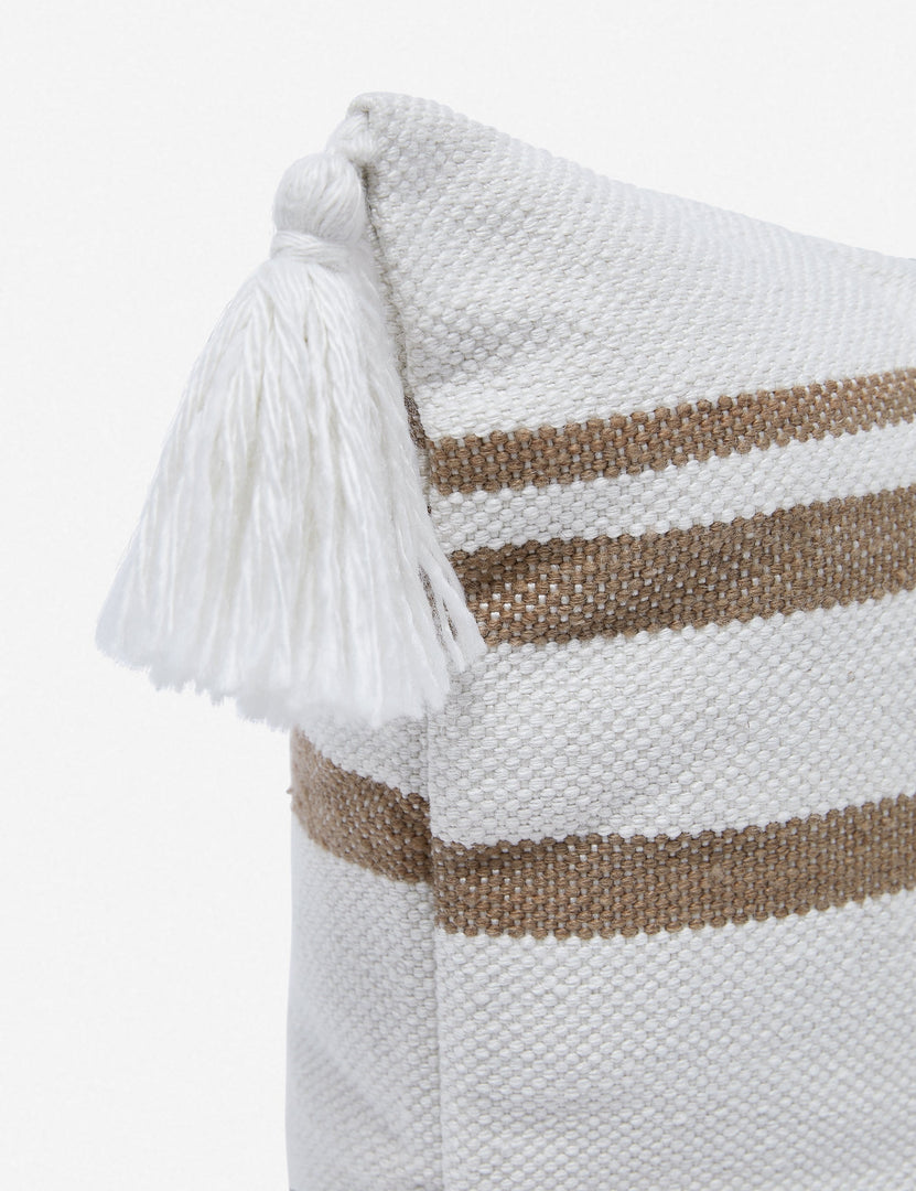#color::camel | The fringe on the corner of the Fez camel and white indoor and outdoor throw