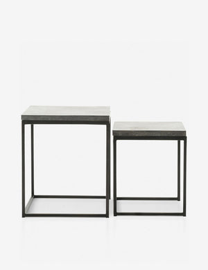 Ginette bluestone nesting side tables with black metal legs