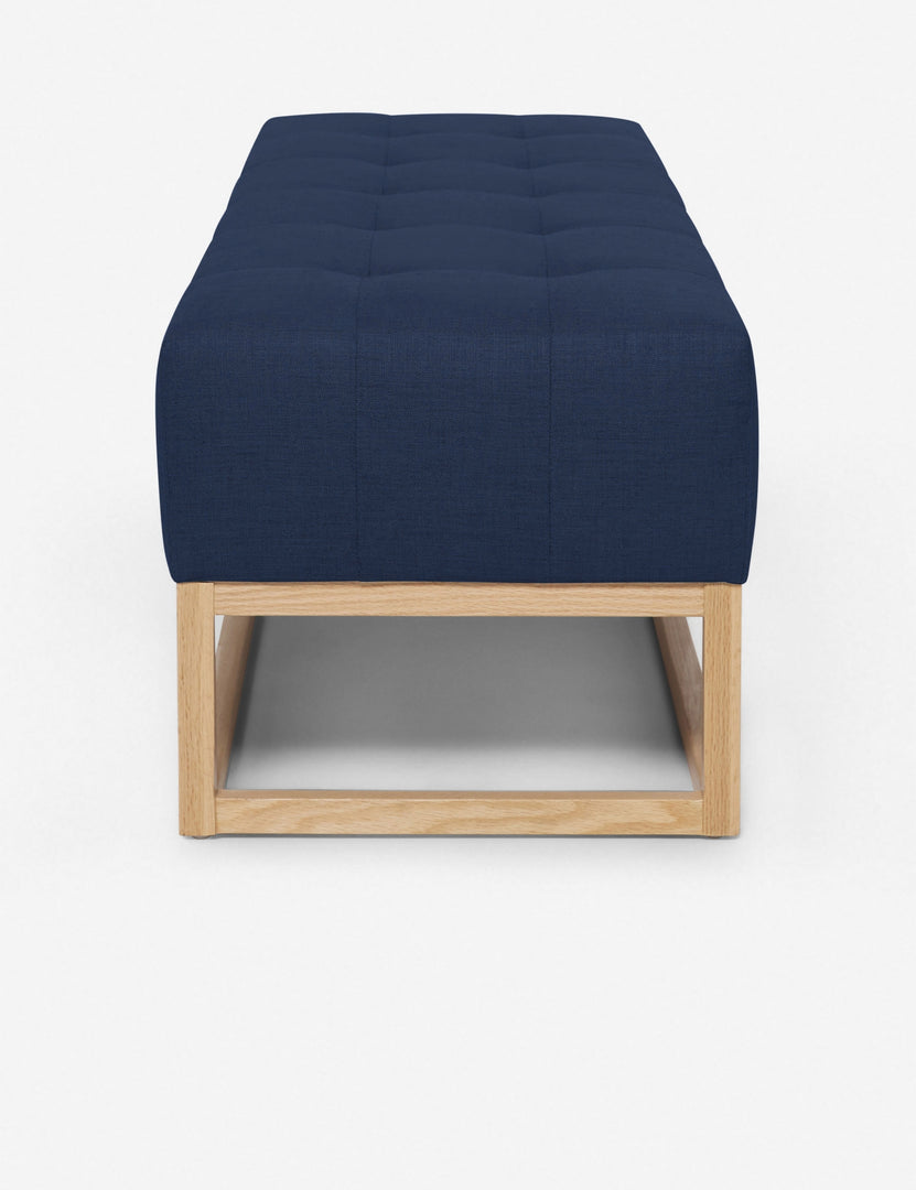#color::dark-blue | Side of the Grasmere dark blue linen wooden bench